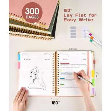 Leather Hardcover Spiral Notebook with Dividers - 300 Pages