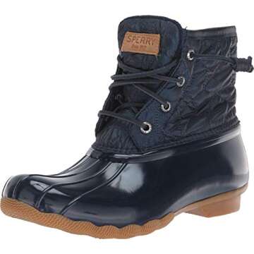 Sperry Women's Saltwater Nylon Quilt Rain Boot, Navy, 6.5 M US
