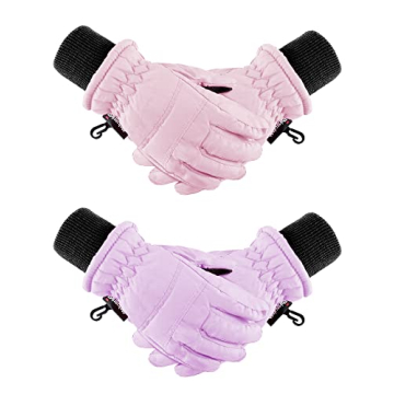 Boao 2 Pairs Kids Winter Ski Gloves Waterproof Warm Snow Mittens Full Finger Gloves for Toddlers Inf...