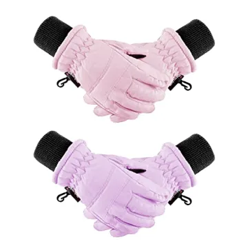 Boao 2 Pairs Kids Winter Ski Gloves Waterproof Warm Snow Mittens Full Finger Gloves for Toddlers Inf...