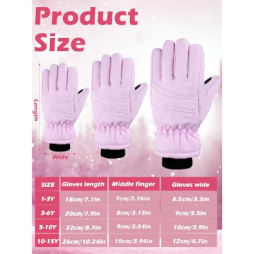 Boao Kids Winter Ski Gloves Waterproof for Ages 3-6