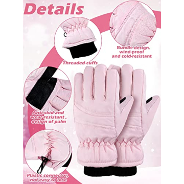 Boao Kids Winter Ski Gloves Waterproof for Ages 3-6