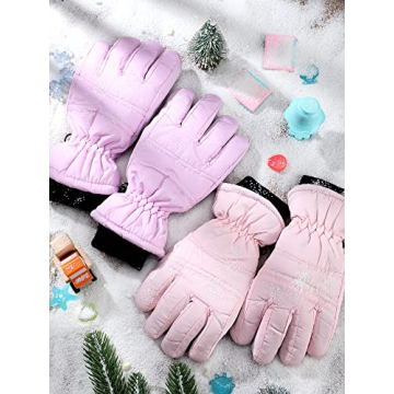Boao Kids Winter Ski Gloves Waterproof for Ages 3-6