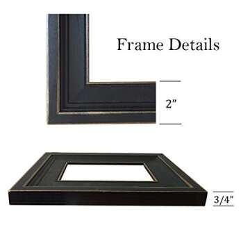 Schooner Bay Co. – William Barraud Hunter in Landscape Oil Painting Print on Canvas in Rustic Frame Home Wall Art Décor Equestrian Horse Ready To Hang (11-1/2" x 13-1/2", Black Distressed Frame)