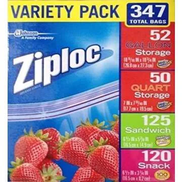 Ziploc Variety Total Bags, 347 Pack, 347 Piece Assortment, clear