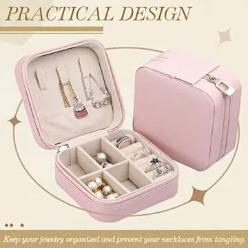 Yinkin 12 Pcs Mini Travel Jewelry Case Bridesmaid Proposal Gift Boxes, Small PU Leather Earring Organizer, Bulk Travel Accessories Portable Jewelry Holder(Pink)