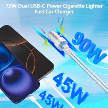 【Apple MFi Certified】iPhone 16 Car Charger Fast Charging, Linocell 90W Dual PD Power Cigarette Lighter USB-C Car Carplay Charger with 2Pack Type-C Cable for iPhone 16 Pro/16 Pro Max/15/15 Pro/iPad Pro