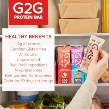 G2G Protein Bar, 8 Flavor Variety Pack, High Protein, Gluten-Free, Healthy Snack, Delicious Meal Replacement, Clean Ingredients, Refrigerated for Freshness, (Pack of 8)