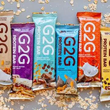 G2G Protein Bar, 8 Flavor Variety Pack, High Protein, Gluten-Free, Healthy Snack, Delicious Meal Replacement, Clean Ingredients, Refrigerated for Freshness, (Pack of 8)