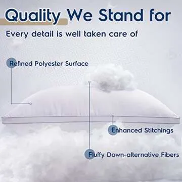 viewstar Pillows Standard Size Set of 2, Bed Pillows for Sleeping, Standard Pillows 2 Pack for Back, Stomach or Side Sleepers, Fluffy Pillows with Down Alternative, Machine Washable, Soft 18" x 24"