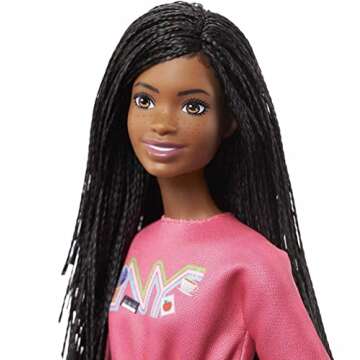 Barbie It Takes Two Doll, Brooklyn Fashion Doll with Braided Hair, Pink NYC Shirt, Metallic Skirt & ...