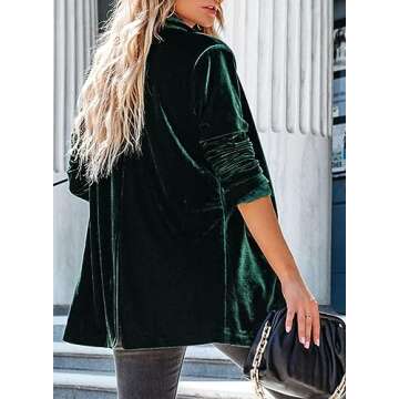 Happy Sailed Women Velvet Blazer Jackets Casual Long Sleeve Lapel Collar Pocketed Blazer Suits Work ...