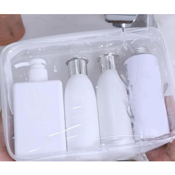 BEFORYOU 6 Pack Clear Toiletry Carry Pouch with Zipper Portable Plastic Waterproof Cosmetic Bag TSA Approved for Vacation Travel Bathroom and Organizing (White, Large)