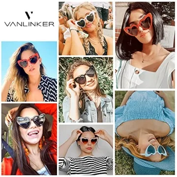 VANLINKER Women’s Retro Heart Sunglasses for Party VL9604