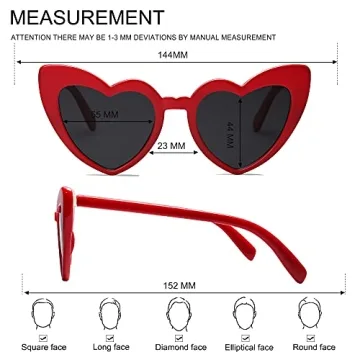 VANLINKER Women’s Retro Heart Sunglasses for Party VL9604
