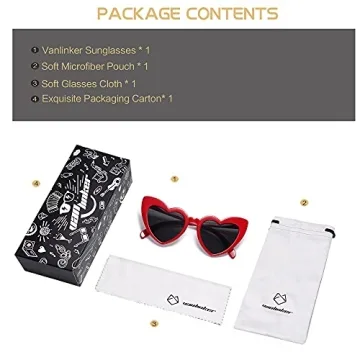 VANLINKER Women’s Retro Heart Sunglasses for Party VL9604