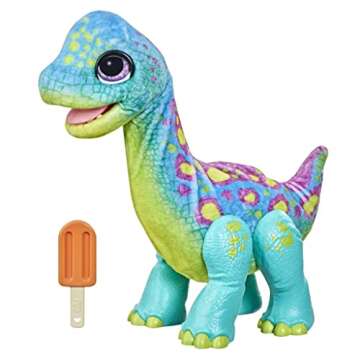 FurReal Snackin' Sam The Bronto, Interactive Pets, 40+ Sounds and Reactions, Electronic Pets, Plush ...