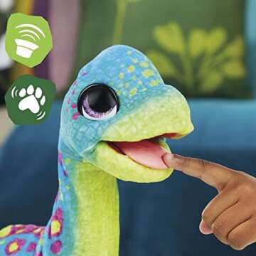 FurReal Snackin' Sam The Bronto, Interactive Pets, 40+ Sounds and Reactions, Electronic Pets, Plush Dinosaur Toys for 4 Year Old Girls and Boys