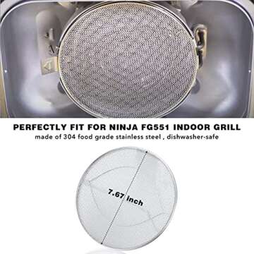 Stainless Steel Splatter Shield for FG551 Foodi, Accessories for Reusable Foodi Smart XL 6-in-1 Indo...
