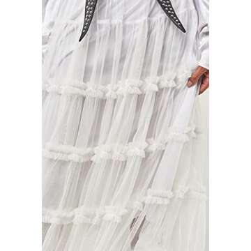 Seta Apparel Women's Crown Tulle Midi Skirt, White, Medium