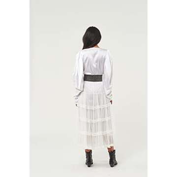 Seta Apparel Women's Crown Tulle Midi Skirt, White, Medium