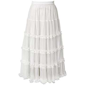 Seta Apparel Women's Crown Tulle Midi Skirt, White, Medium