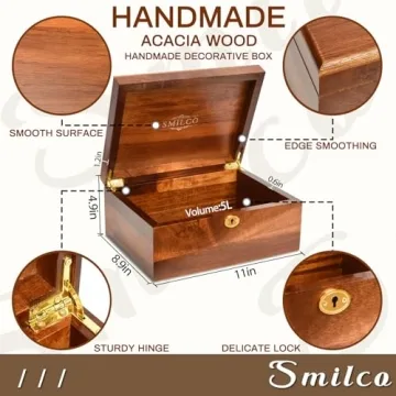 Smlico Acacia Wood Keepsake Box for Elegant Storage