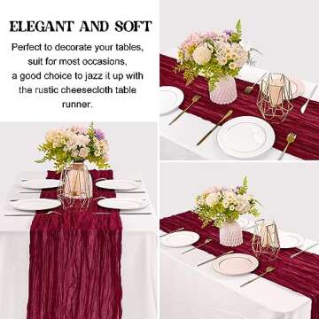 Burgundy Cheesecloth Table Runner for Weddings and Events