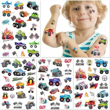 75 PCS Truck Temporary Tattoos for Kids Birthday Party Supplies