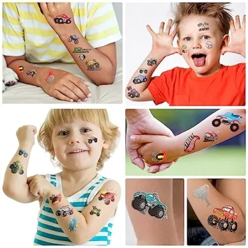 75 PCS Truck Temporary Tattoos for Kids Birthday Party Supplies