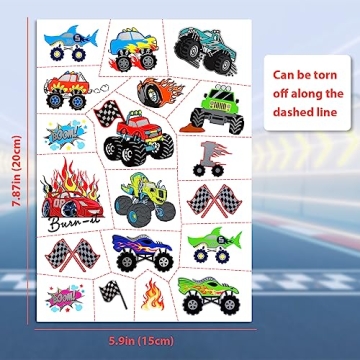 75 PCS Truck Temporary Tattoos for Kids Birthday Party Supplies