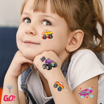 75 PCS Truck Temporary Tattoos for Kids Birthday Party Supplies