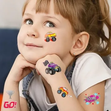 75 PCS Truck Temporary Tattoos for Kids Birthday Party Supplies
