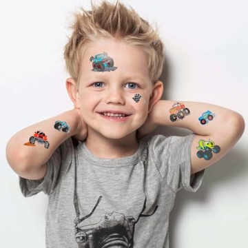 75 PCS Truck Temporary Tattoos for Kids Birthday Party Supplies