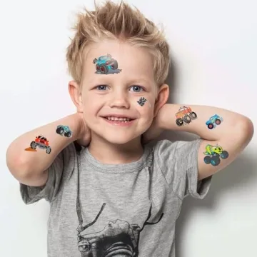 75 PCS Truck Temporary Tattoos for Kids Birthday Party Supplies