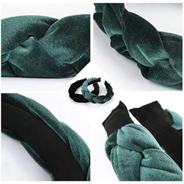 Makone Braided Headbands for Women Velvet Headband Wide Headband Fashion Hair Hoops Hair Accessories for Wedding Party