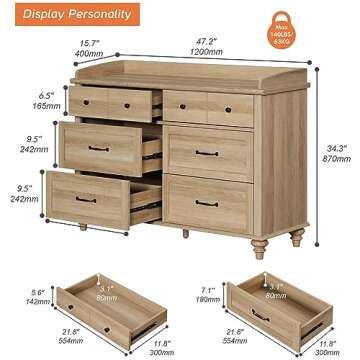 WAMPAT Dresser for Bedroom with 6 Drawers, Kids Dressers with Wide Chest of Drawers, Mid Century Mod...
