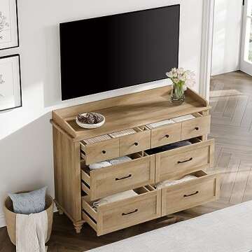 WAMPAT Dresser for Bedroom with 6 Drawers, Kids Dressers with Wide Chest of Drawers, Mid Century Modern Wooden Closet Storage Organizer for Living Room, Nursery, Hallway, Rustic Oak