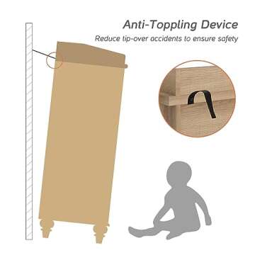 WAMPAT Dresser for Bedroom with 6 Drawers, Kids Dressers with Wide Chest of Drawers, Mid Century Modern Wooden Closet Storage Organizer for Living Room, Nursery, Hallway, Rustic Oak