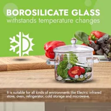 Glazzit Glass Cooking Pot - 1.5L Clear Glass Saucepan
