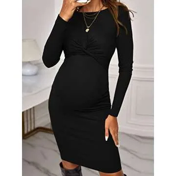 Stylish Verdusa Maternity Twist Front Long Sleeve Dress