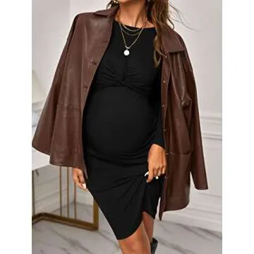 Stylish Verdusa Maternity Twist Front Long Sleeve Dress