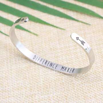 JoycuFF Thank You Gifts Be Brave Inspiring Encouraging Gift for Women Metal Jewelry for Her Birthday Gift Ideas Personalized Engraved Stainless Steel Cuff Bracelet for Christmas Graduation