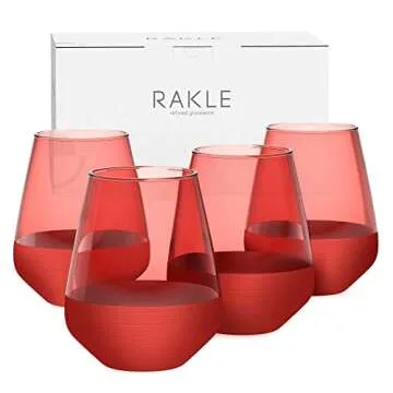 RAKLE Stemless Wine Glasses Set of 4 – Colorful and Elegant