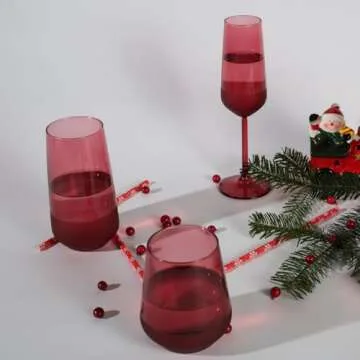 RAKLE Stemless Wine Glasses Set of 4 – Colorful and Elegant