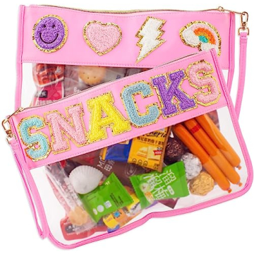 Chic Waterproof Clear Snacks Pouch with Glitter Patches