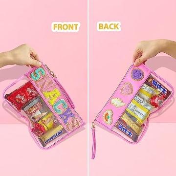 Chic Waterproof Clear Snacks Pouch with Glitter Patches