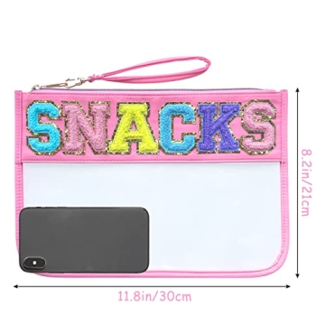 Chic Waterproof Clear Snacks Pouch with Glitter Patches