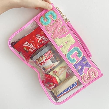 Chic Waterproof Clear Snacks Pouch with Glitter Patches