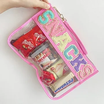 Chic Waterproof Clear Snacks Pouch with Glitter Patches